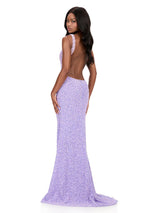 ASHLEYlauren Open Back Fitted Beaded Prom Dress 12243