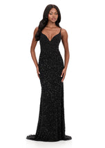 ASHLEYlauren V-Neck Open Back Prom Dress 12244