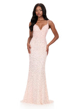 ASHLEYlauren V-Neck Open Back Prom Dress 12244