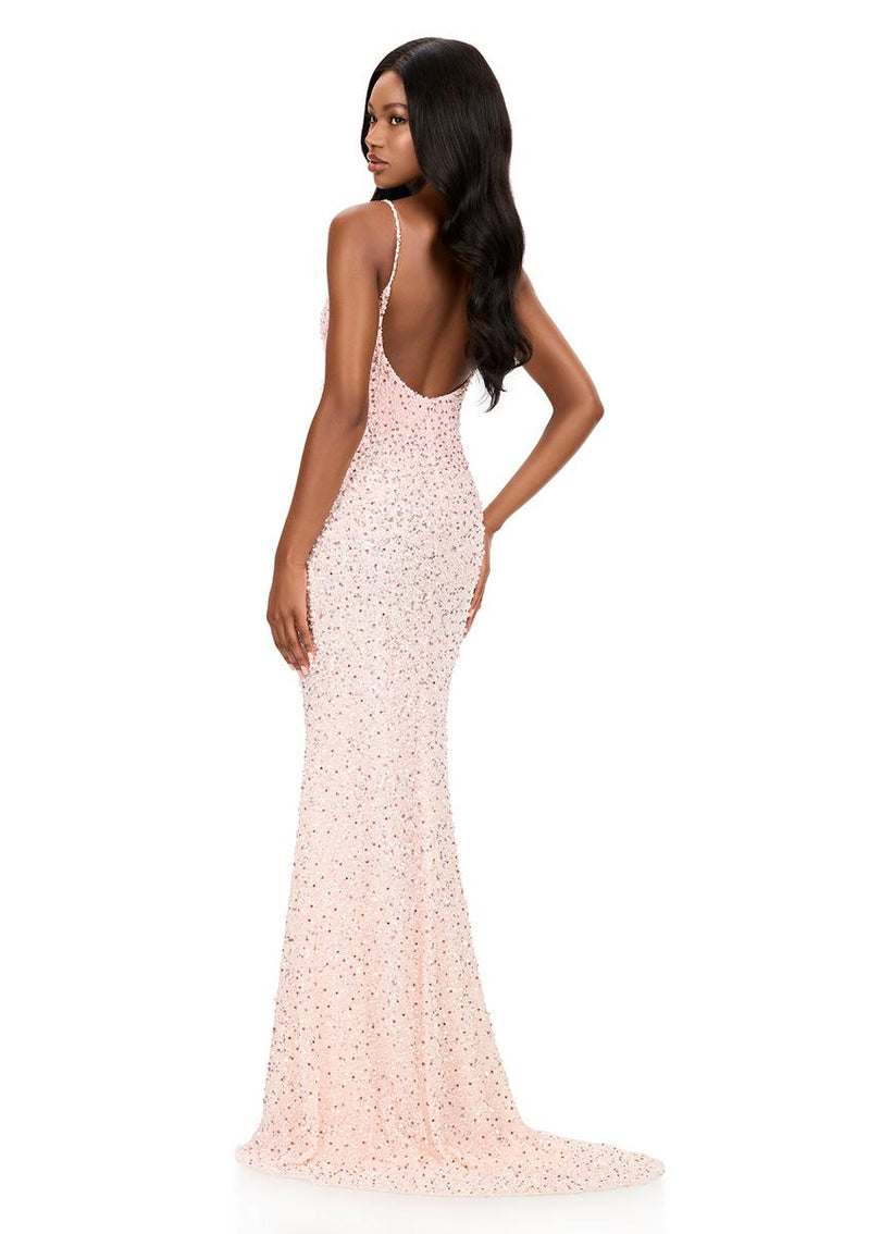 ASHLEYlauren V-Neck Open Back Prom Dress 12244
