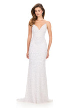 ASHLEYlauren V-Neck Open Back Prom Dress 12244