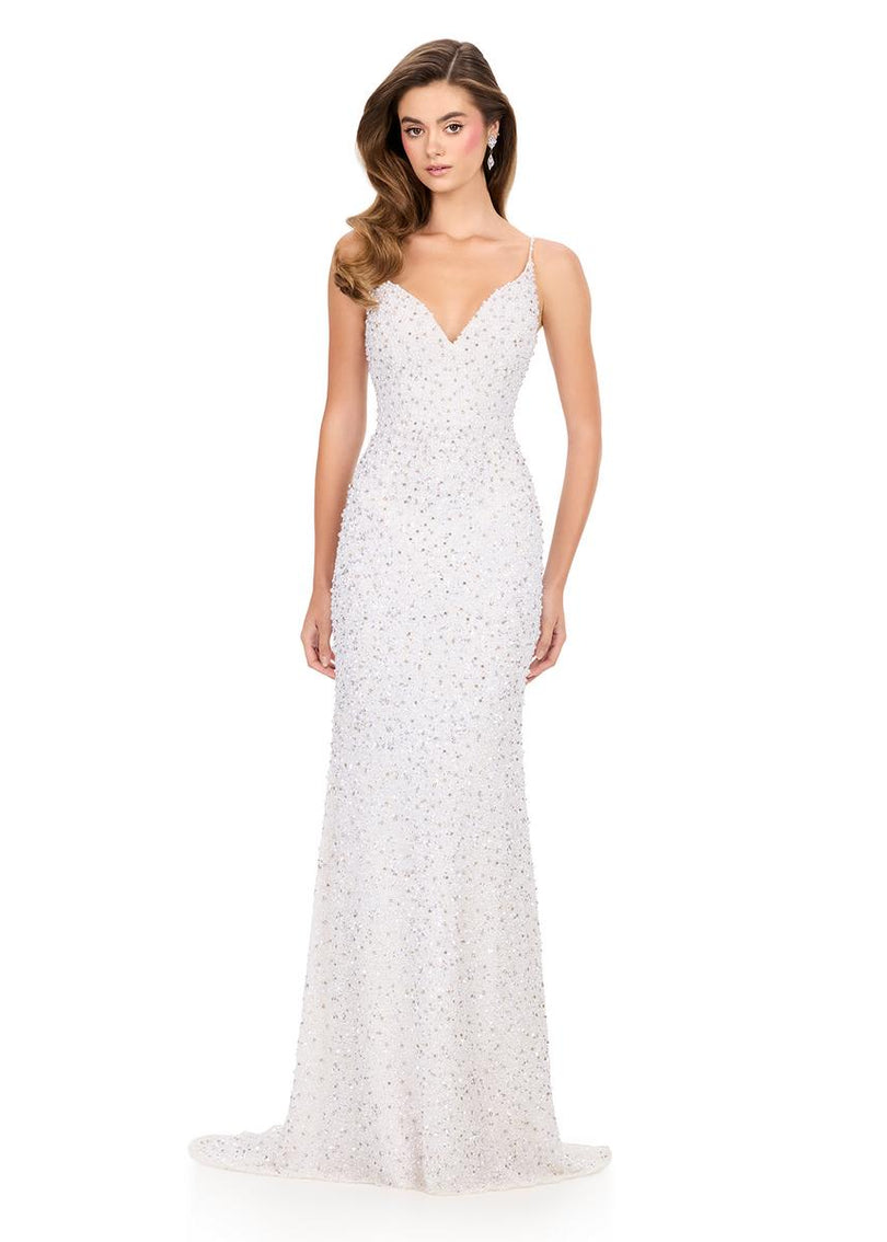 ASHLEYlauren V-Neck Open Back Prom Dress 12244