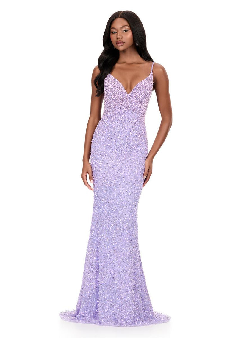 ASHLEYlauren V-Neck Open Back Prom Dress 12244