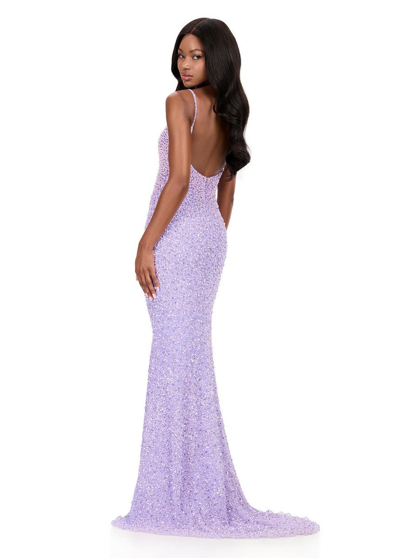 ASHLEYlauren V-Neck Open Back Prom Dress 12244