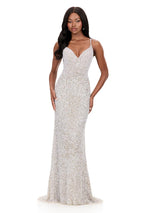 ASHLEYlauren V-Neck Open Back Prom Dress 12244