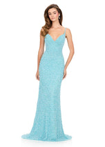 ASHLEYlauren V-Neck Open Back Prom Dress 12244