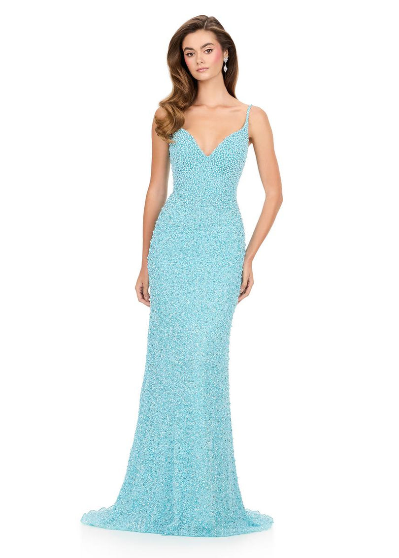 ASHLEYlauren V-Neck Open Back Prom Dress 12244