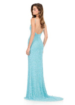 ASHLEYlauren V-Neck Open Back Prom Dress 12244