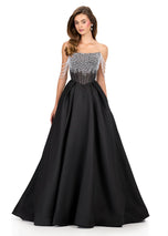ASHLEYlauren Pearl Beaded Ball Gown 12248