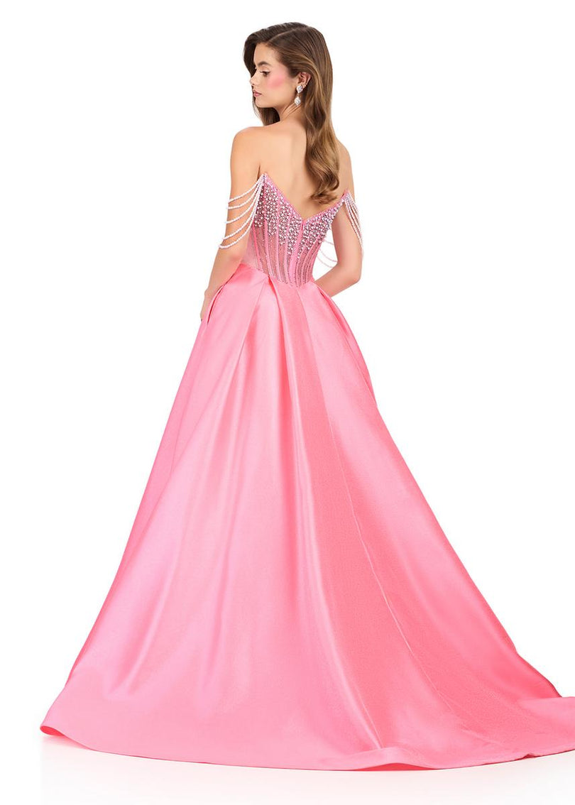 ASHLEYlauren Pearl Beaded Ball Gown 12248