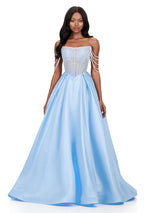 ASHLEYlauren Pearl Beaded Ball Gown 12248