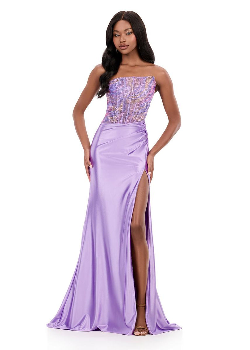 ASHLEYlauren Beaded Corset Prom Dress 12250