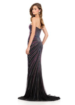 ASHLEYlauren Strapless Swirl Heatstone Prom Dress 12252