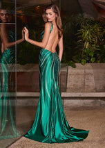 ASHLEYlauren Beaded Open Back Prom Dress 12253