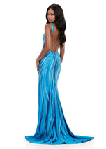 ASHLEYlauren Beaded Open Back Prom Dress 12253