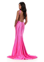 ASHLEYlauren Beaded Open Back Prom Dress 12253