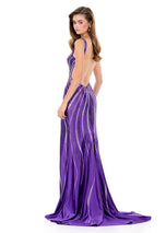 ASHLEYlauren Beaded Open Back Prom Dress 12253