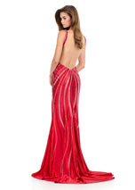 ASHLEYlauren Beaded Open Back Prom Dress 12253