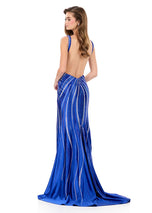 ASHLEYlauren Beaded Open Back Prom Dress 12253