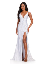 ASHLEYlauren Beaded Open Back Prom Dress 12253