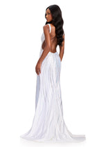 ASHLEYlauren Beaded Open Back Prom Dress 12253