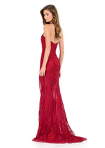ASHLEYlauren Halter Fitted Lace Prom Dress 12256