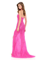ASHLEYlauren Halter Fitted Lace Prom Dress 12256