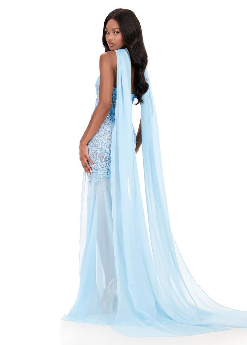 ASHLEYlauren Strapless Fitted Lace Prom Dress 12257