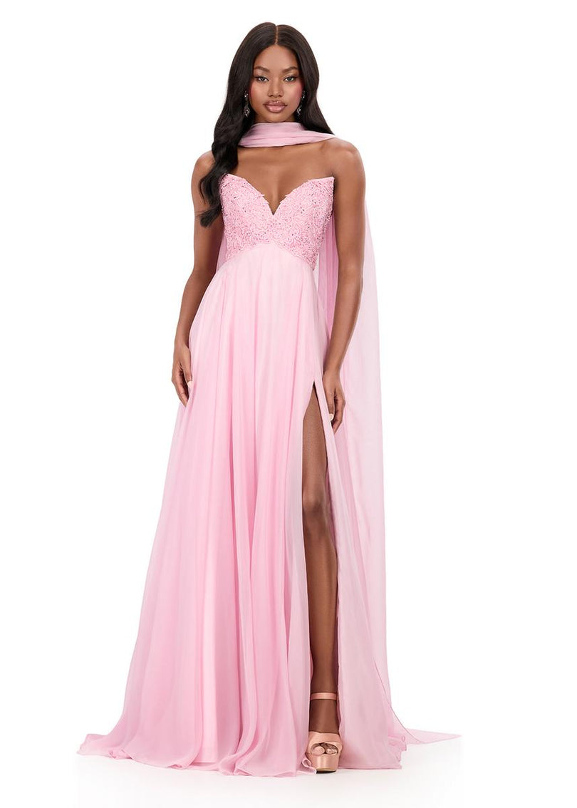 sachin and babi light blue dress ASHLEYlauren Empire Waist Prom Dress 12258