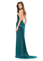 ASHLEYlauren Beaded Halter Cut Out Prom Dress 12263