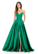 ASHLEYlauren Corset Pleated Ball Gown Dress 12266