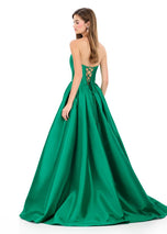ASHLEYlauren Corset Pleated Ball Gown Dress 12266
