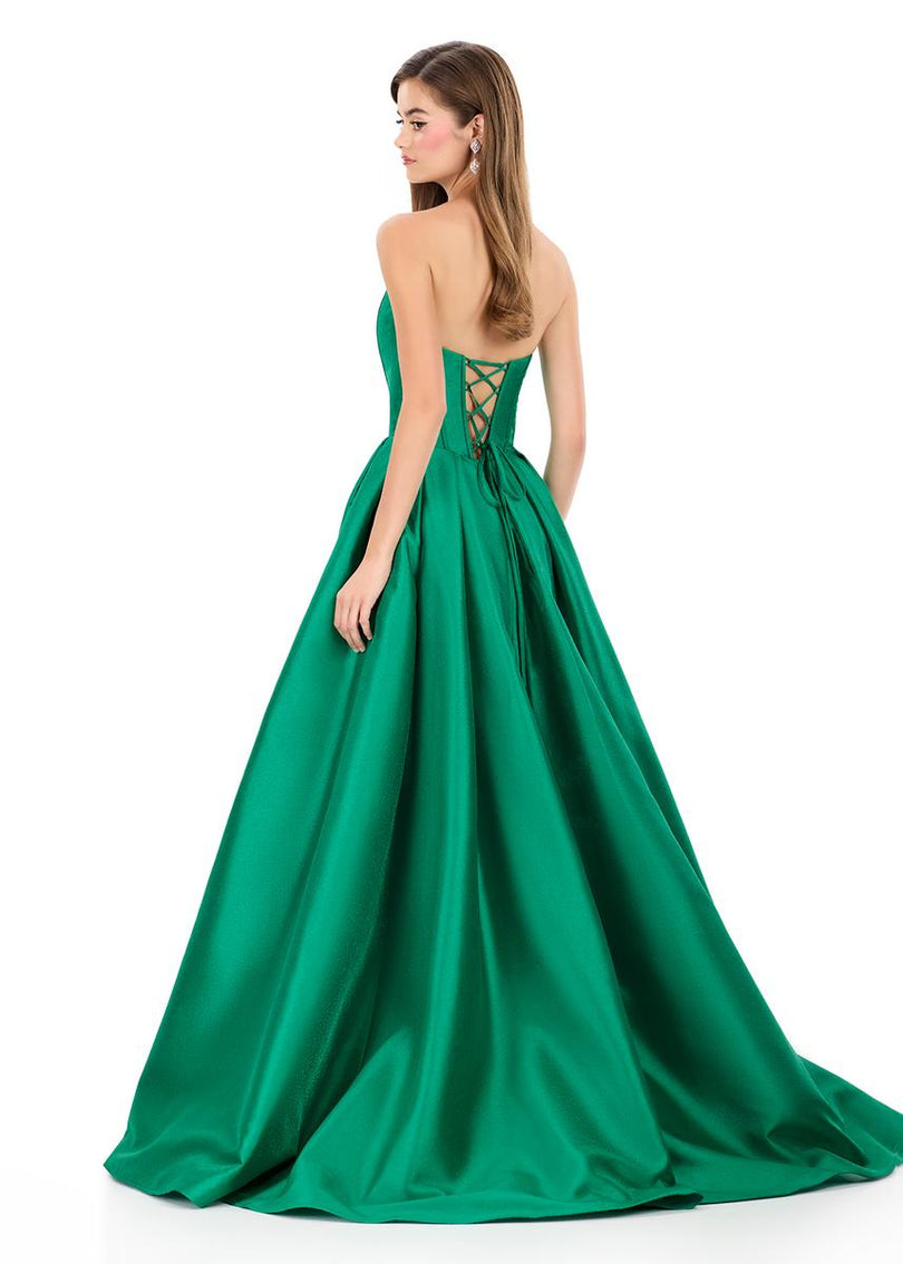 ASHLEYlauren Corset Pleated Ball Gown Dress 12266