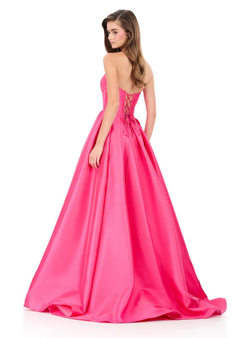 ASHLEYlauren Corset Pleated Ball Gown Dress 12266