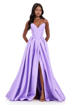 ASHLEYlauren Corset Pleated Ball Gown Dress 12266