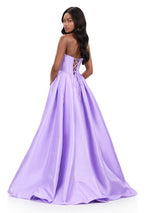 ASHLEYlauren Corset Pleated Ball Gown Dress 12266