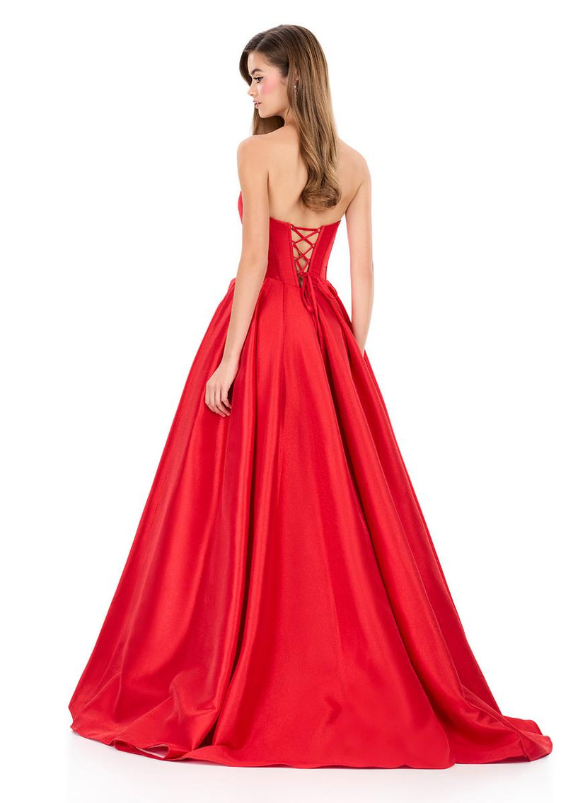 ASHLEYlauren Corset Pleated Ball Gown Dress 12266