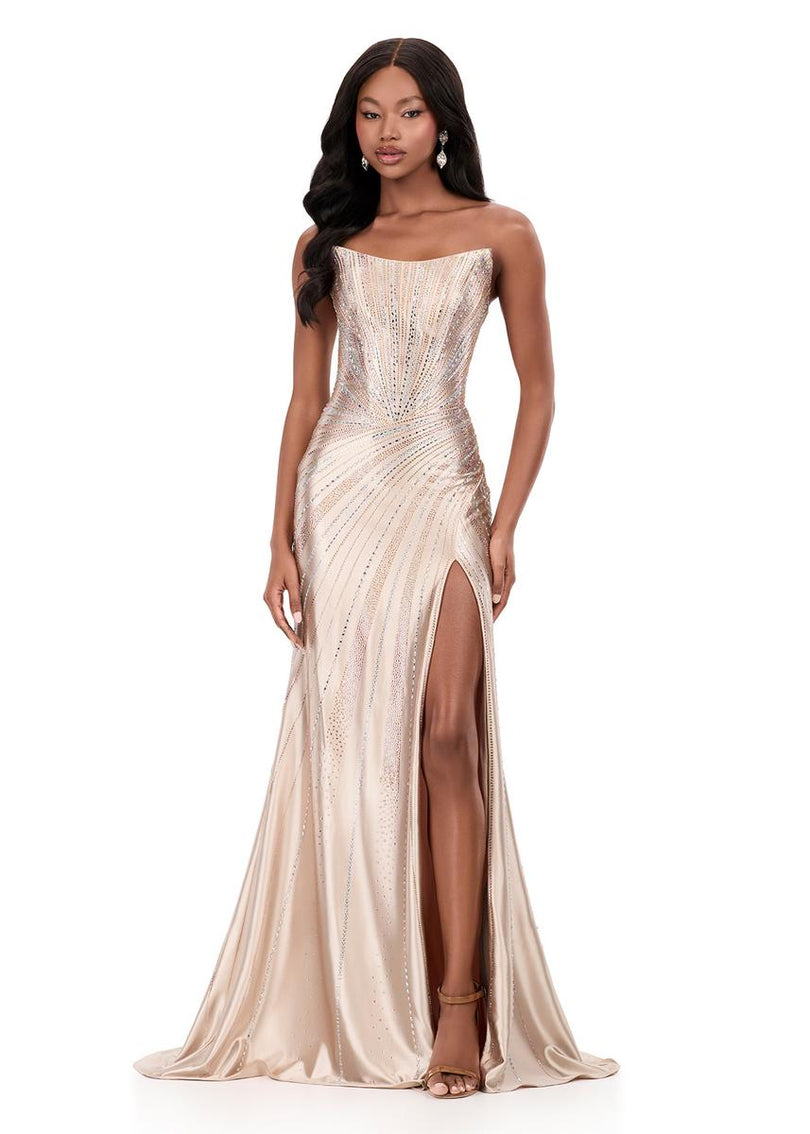 ASHLEYlauren Strapless Embellished Prom Dress 12267