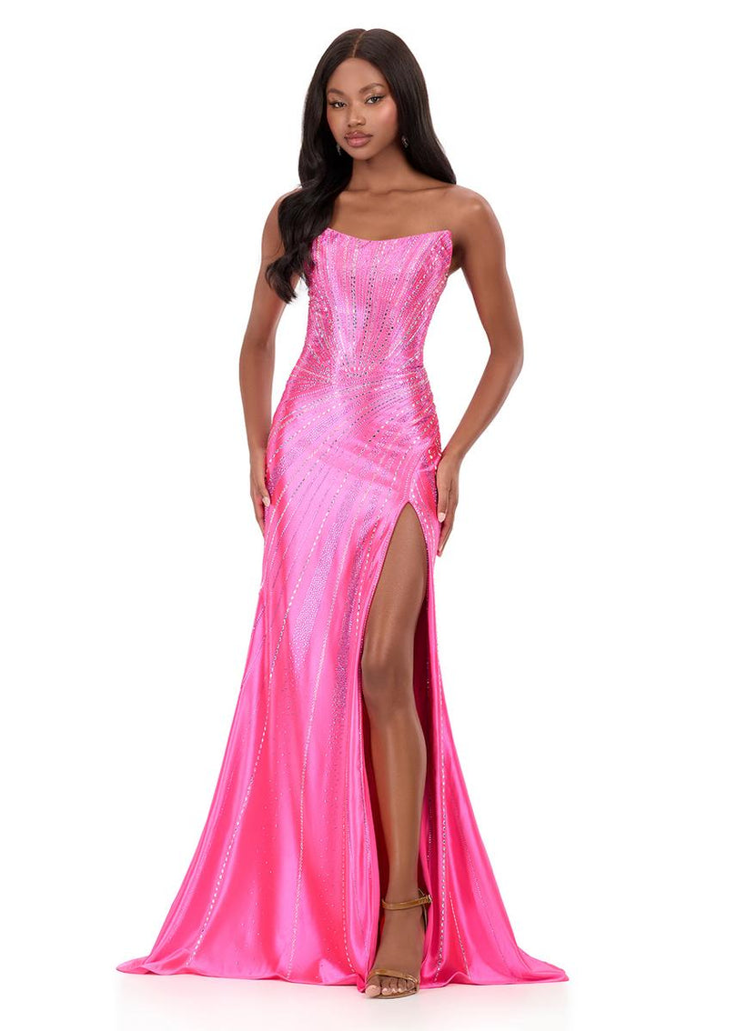 ASHLEYlauren Strapless Embellished Prom Dress 12267