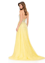 ASHLEYlauren Beaded Tulle Halter Prom Dress 12268