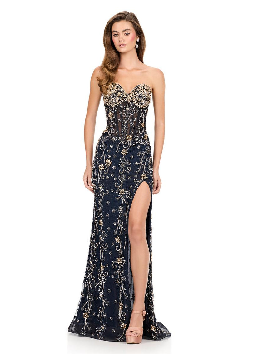 ASHLEYlauren 3D Beaded Prom Dress 12272