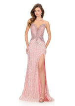 ASHLEYlauren Beaded Glam Prom Dress 12273