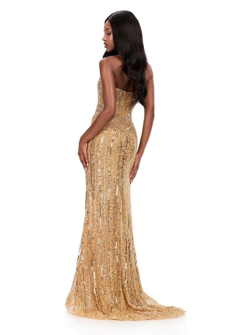 ASHLEYlauren Drop Waist Beaded Prom Dress 12274 ASHLEYlauren Drop Waist Beaded Prom Dress 12274