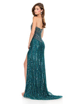 ASHLEYlauren Drop Waist Beaded Prom Dress 12274