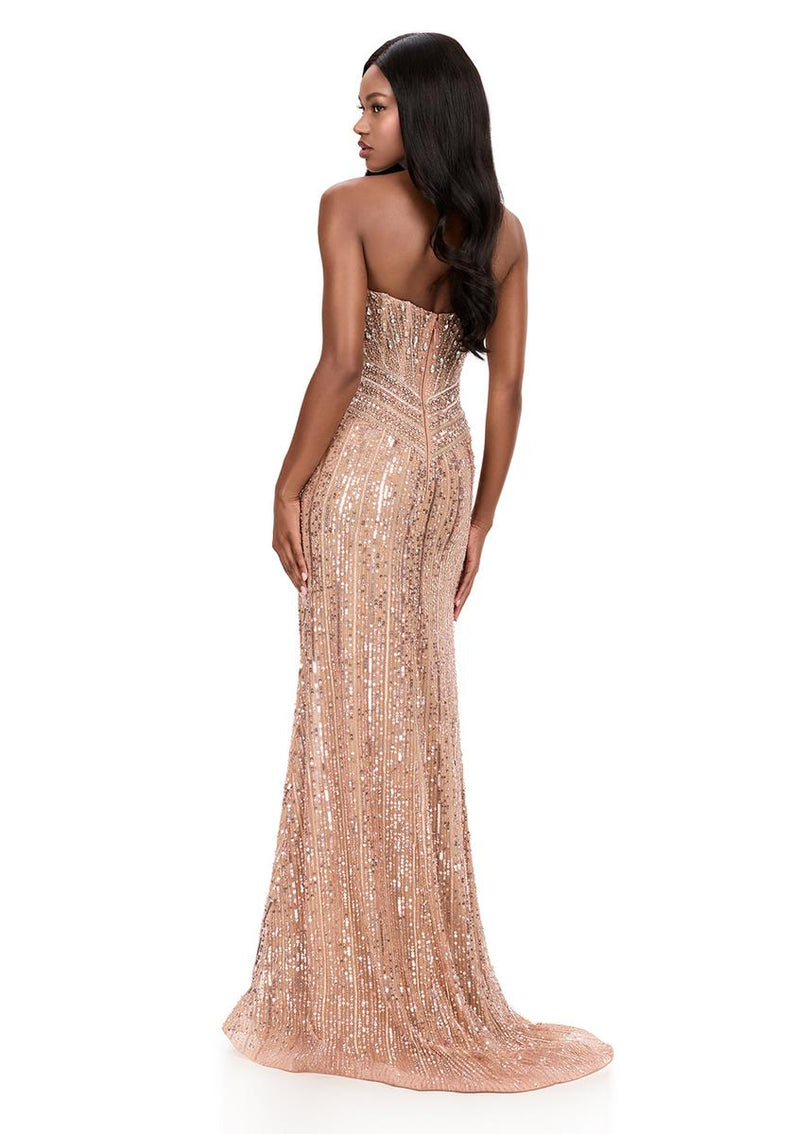 ASHLEYlauren Drop Waist Beaded Prom Dress 12274 ASHLEYlauren Drop Waist Beaded Prom Dress 12274