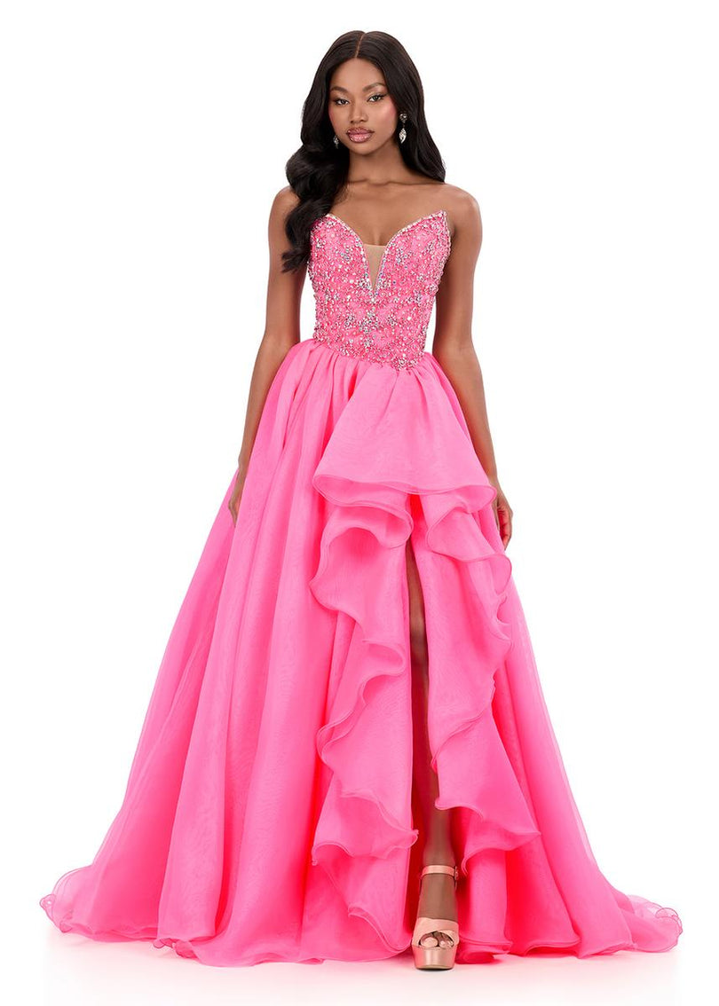 ASHLEYlauren Layered Organza Ball Gown Prom Dress 12281