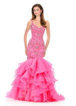 ASHLEYlauren Beaded Fitted Prom Dress 12282