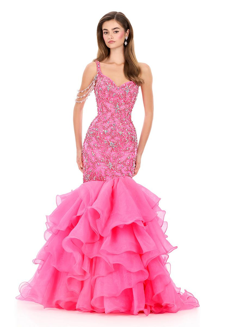 ASHLEYlauren Beaded Fitted Prom Dress 12282