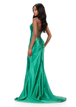 ASHLEYlauren Jersey Plunging Prom Dress 12285