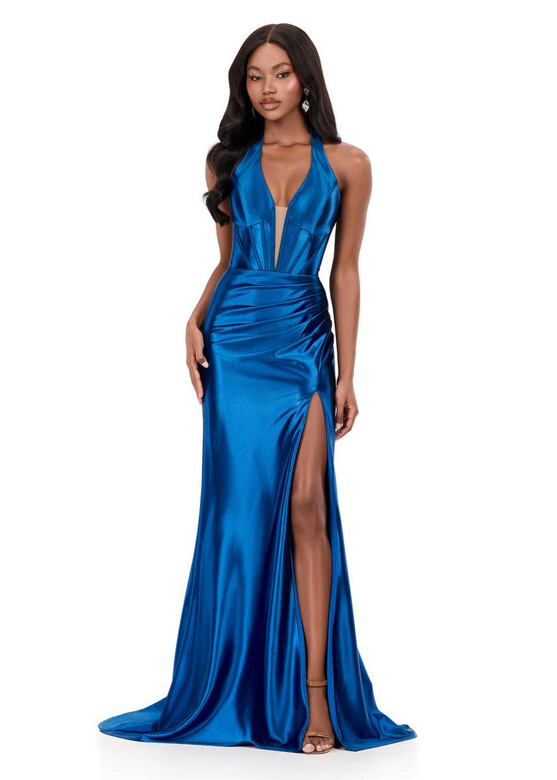 ASHLEYlauren Jersey Plunging Prom Dress 12285 ASHLEYlauren Jersey Plunging Prom Dress 12285